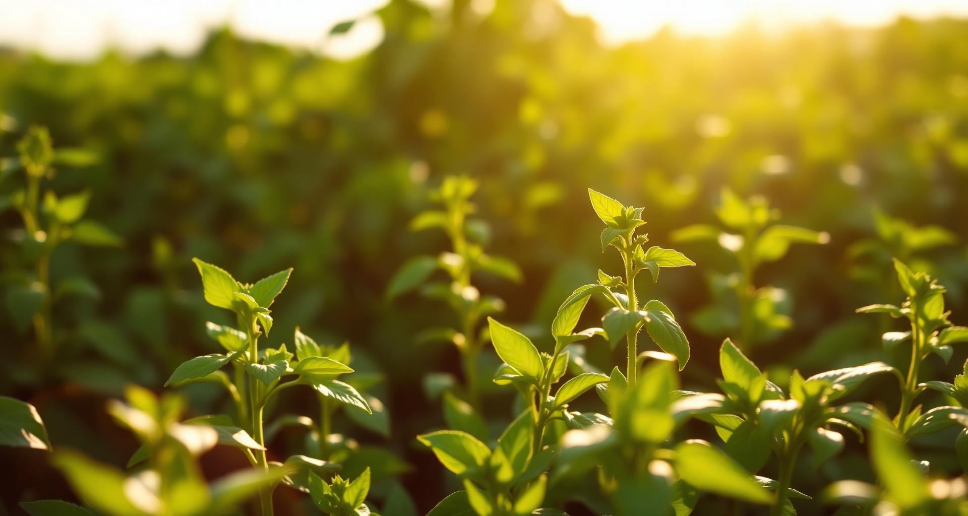 Egyptian sweet basil field at harvest